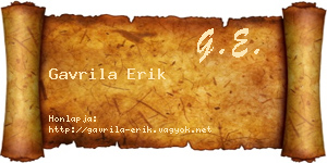 Gavrila Erik névjegykártya